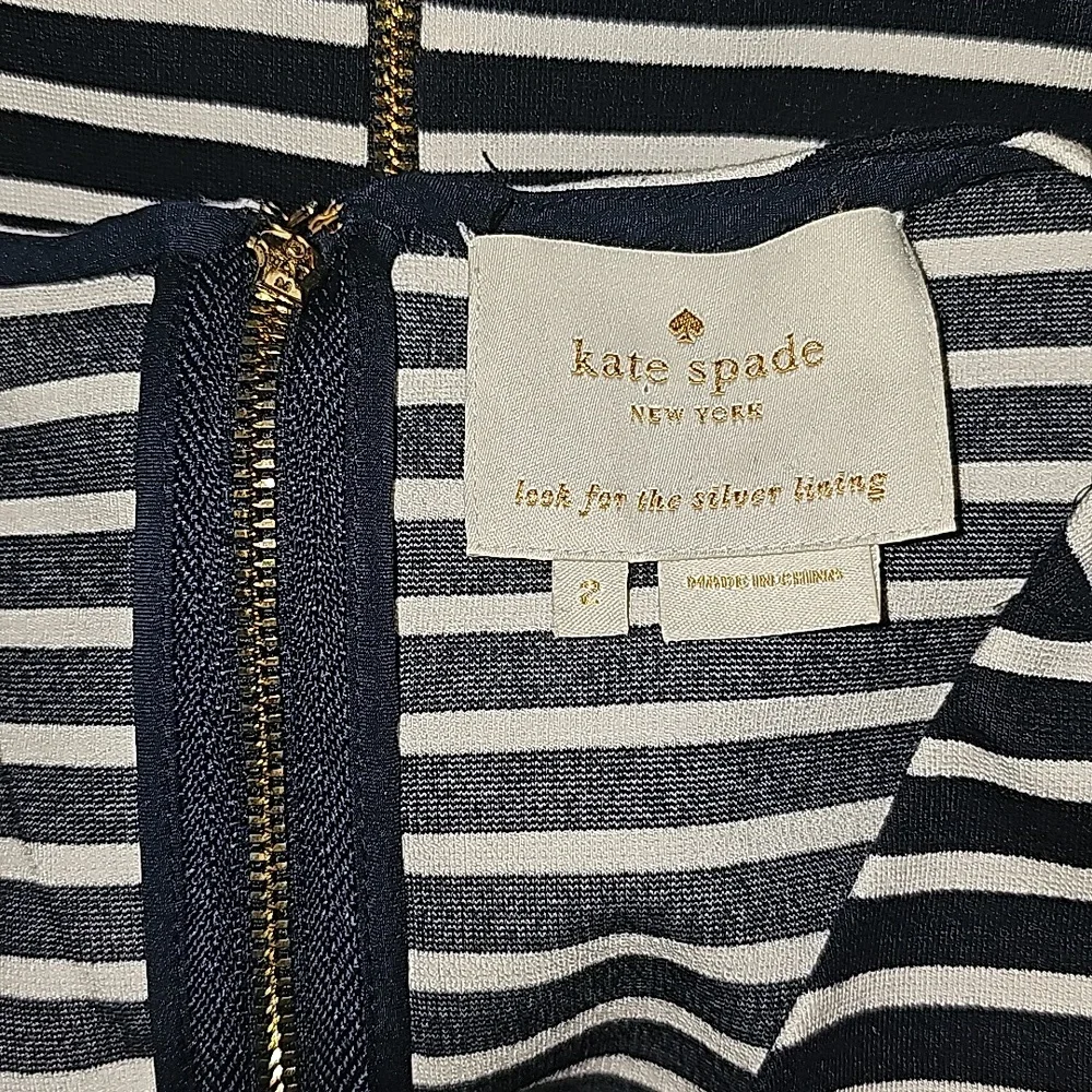 Kate Spade Navy and White Striped Sleeveless Nautical Sheath Dress